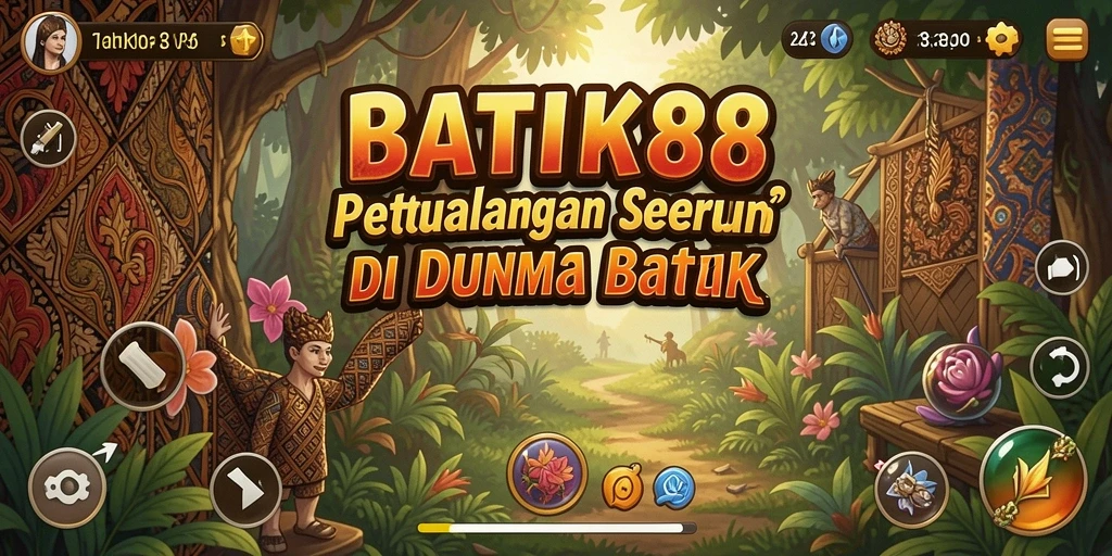 Tampilan screenshot utama BATIK88 dengan gameplay yang menampilkan motif batik.