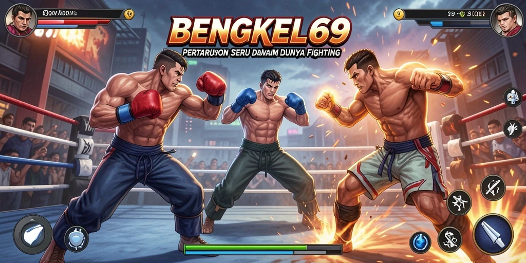 Gameplay BENGKEL69 menunjukkan pertarungan seru dan dinamis antara karakter.