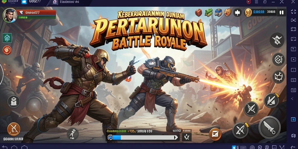 Screenshot GOGO77 menampilkan aksi seru dalam pertempuran Battle Royale.