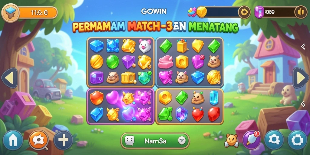 Tampilan gameplay seru dalam GOWIN dengan kombinasi elemen.
