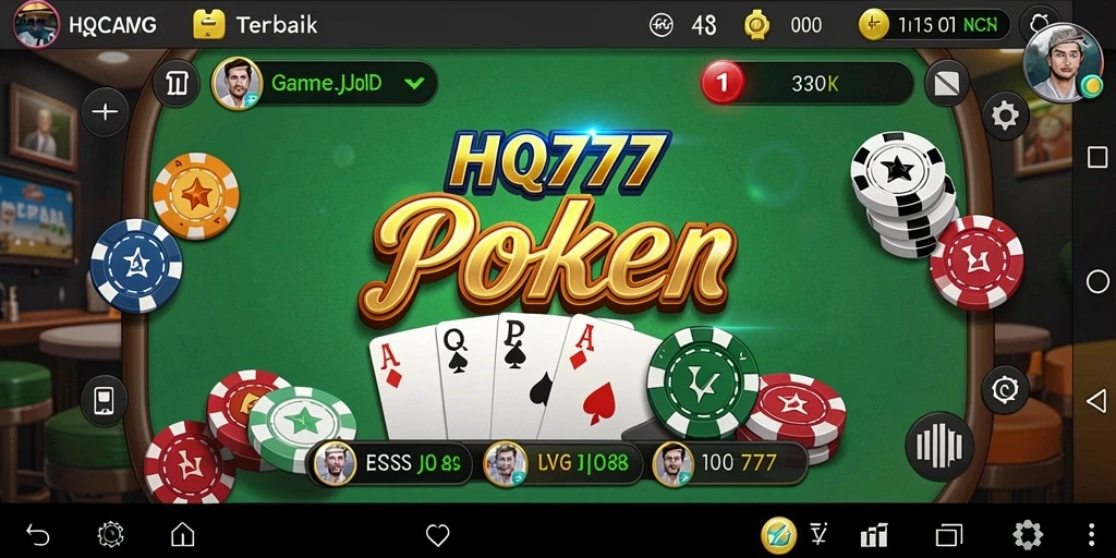 Tampilan gameplay Poker menarik dari HQ777 dengan aksi mendebarkan.