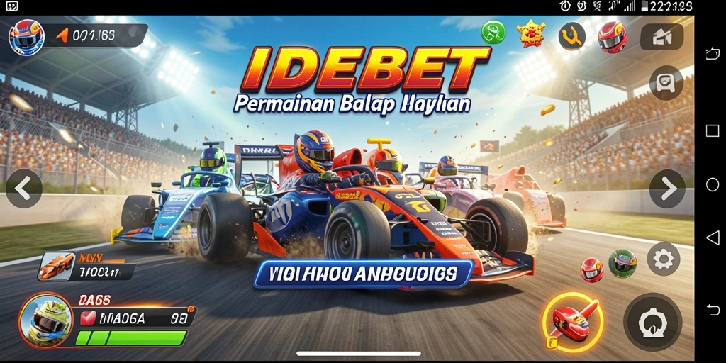 Tangkapan layar utama IDEBET menampilkan balapan seru dengan grafis yang menakjubkan.