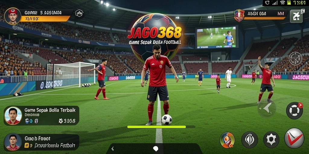 Tampilan gameplay JAGO368 dengan aksi seru di lapangan sepak bola.