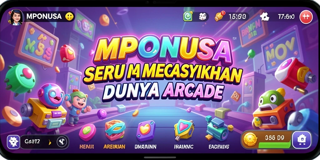Screenshot MPONUSA menunjukkan pertarungan seru dalam gameplay Arcade.