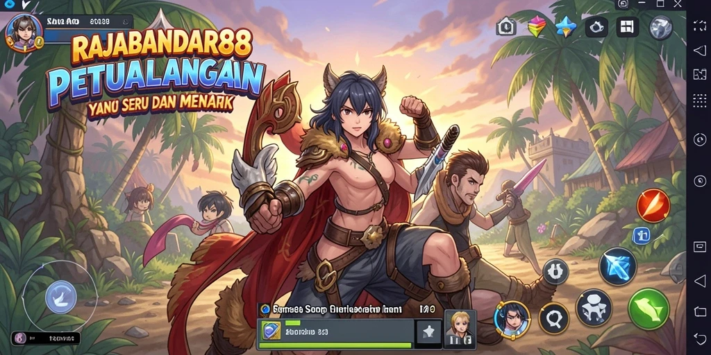 Tampilan gameplay RAJABANDAR88 yang menarik dan penuh warna.