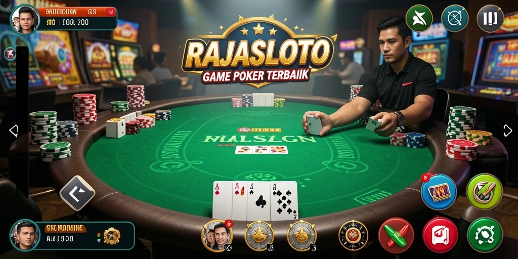 Tampilan permainan RAJASLOTO yang mendebarkan saat bermain Poker.