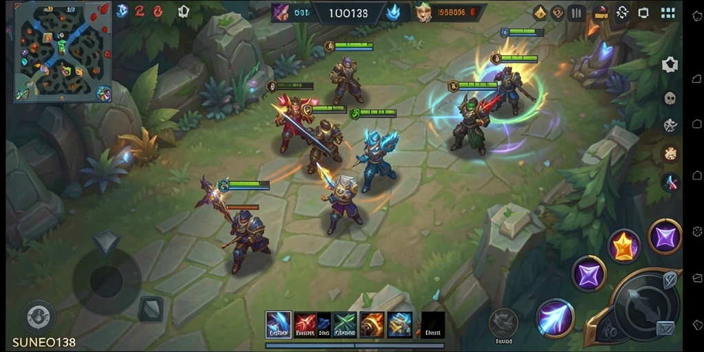 Screenshot gameplay <strong>SUNEO138</strong> yang menampilkan pertempuran epik di arena.